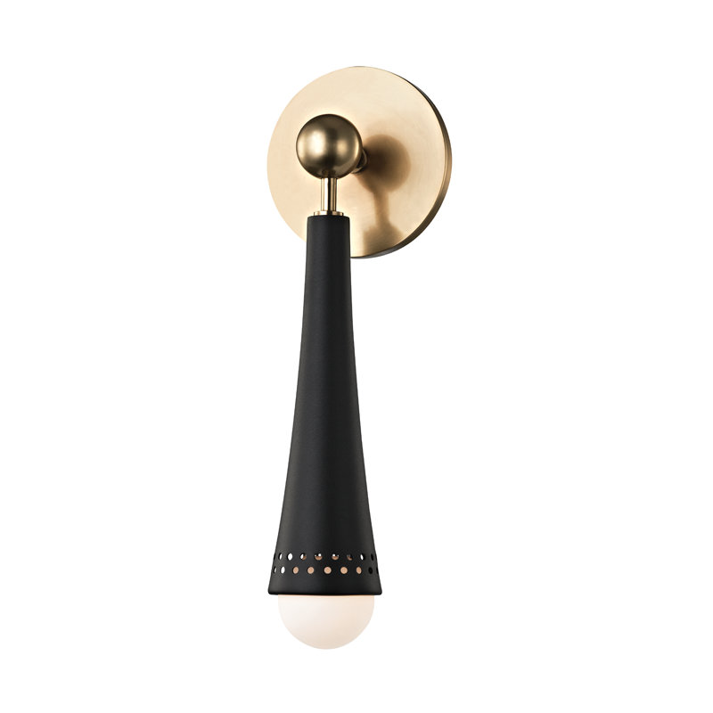 Tupelo 1 - Light Armed Sconce, Aged brass/Black