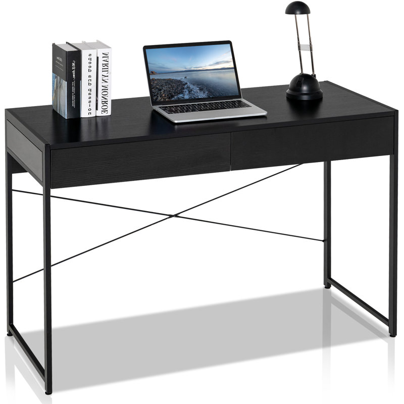 Metal Base Writing Desk, Black