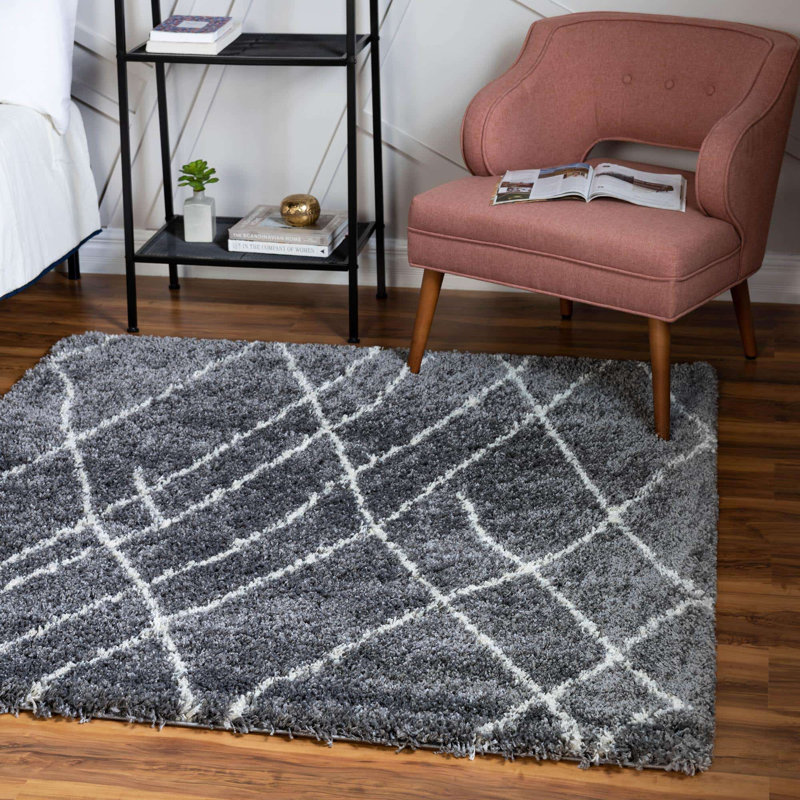 Tapis géométrique gris, Carré 4 pi 1 po