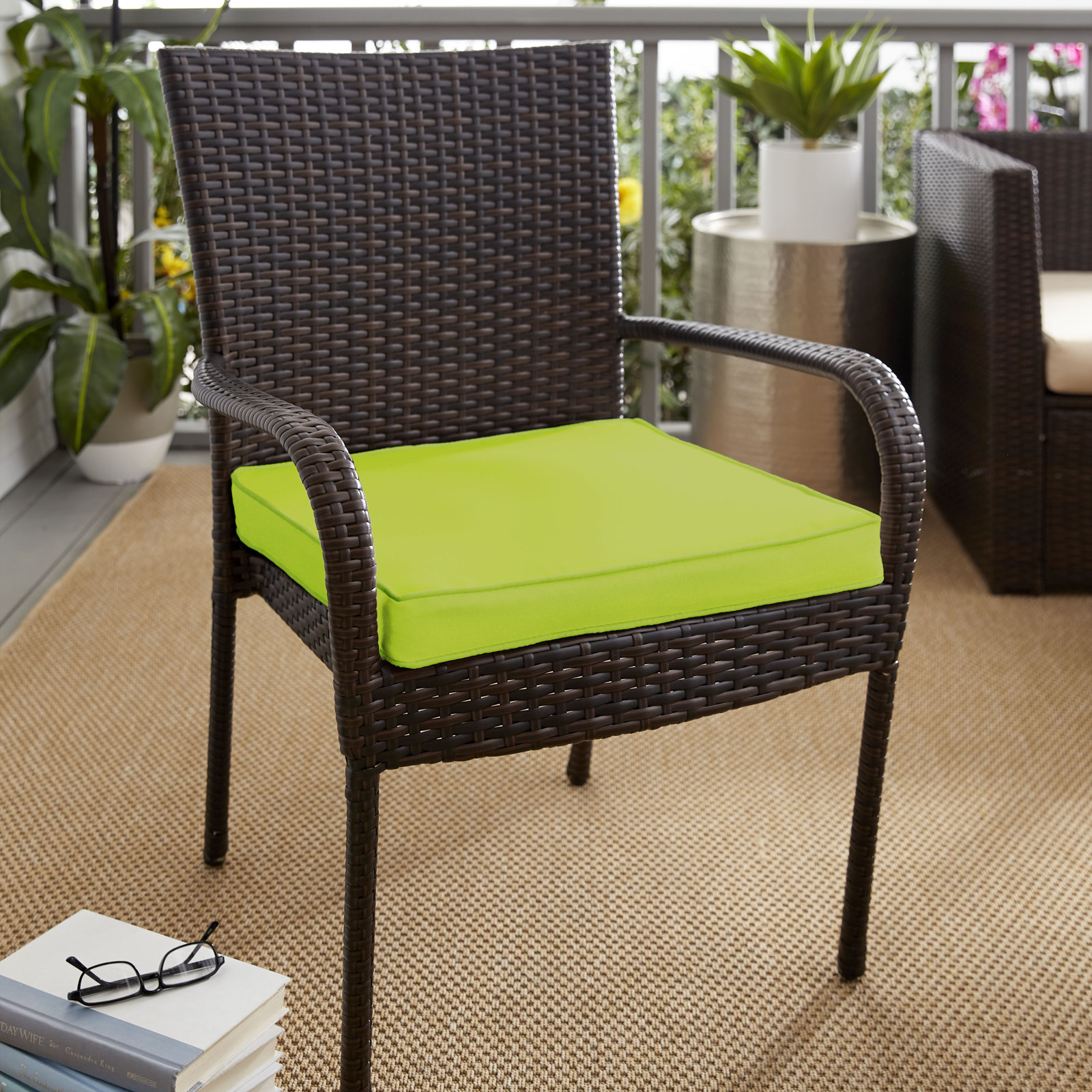 Sunbrella Outdoor Dining Chair Cushion, Canvas Macaw Sunbrella® Canvas