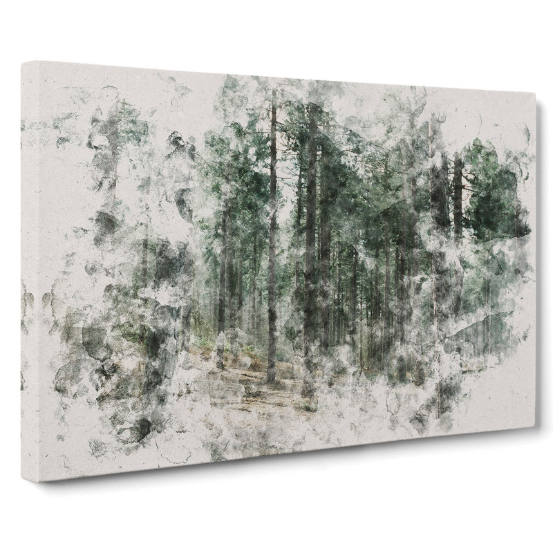 Conifer Tree Forest Vol.2 Watercolour - Wrapped Canvas Print, 35cm H x 50cm W x 3cm D