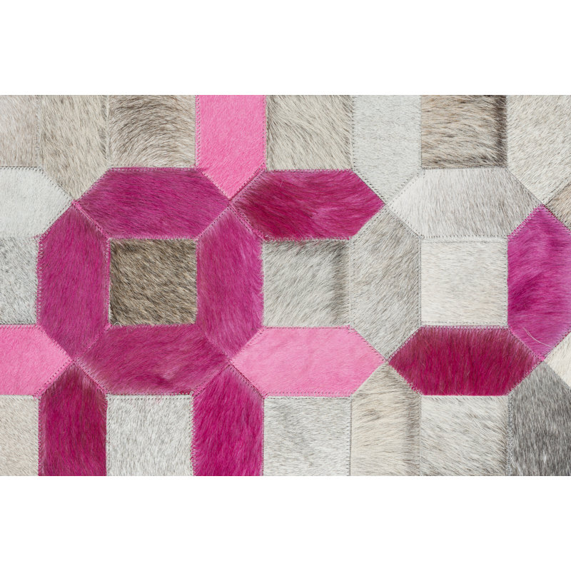 Trellis Cowhide Geometric Area Rug, Rectangle 2' x 3'