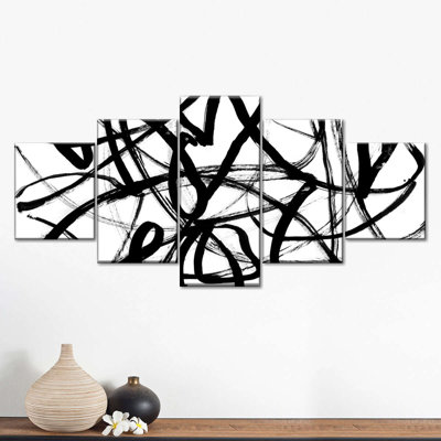 Strokes and Lines - Ensemble de 5 pièces abstraites sur blanc