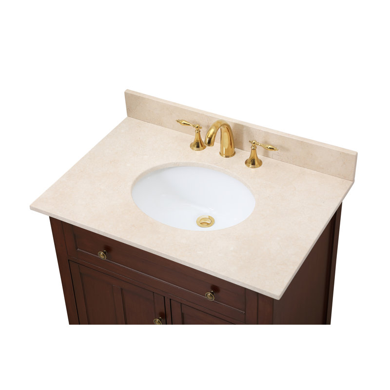 Waut 32'' Single Bathroom Vanity with Marble Top, Teak
