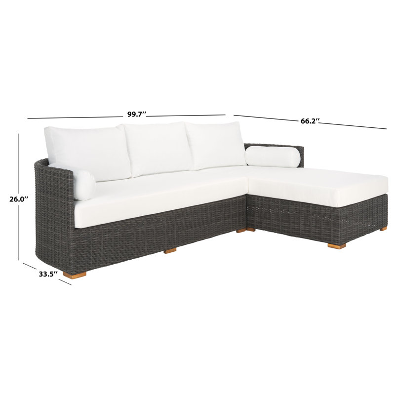Anguilla Wicker Outdoor Chaise Sectional, Dark Gray