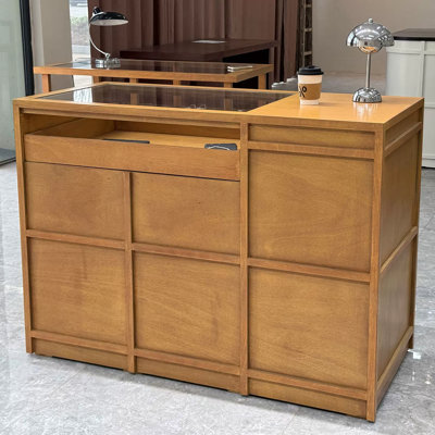 Mid-Century Modern Rectangular Manufactured Wood Reception Desk