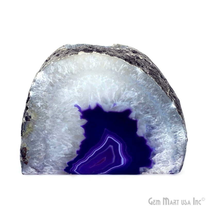 Porte-bougie en agate brute, décoration en cristal mauve, décoration en agate naturelle