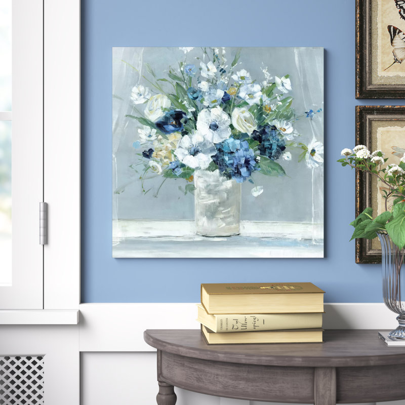 «Be Happy Blue» par Sally Swatland - reproduction d'art, Toile tendue, H 12 po x l 12 po x P 0,75 po