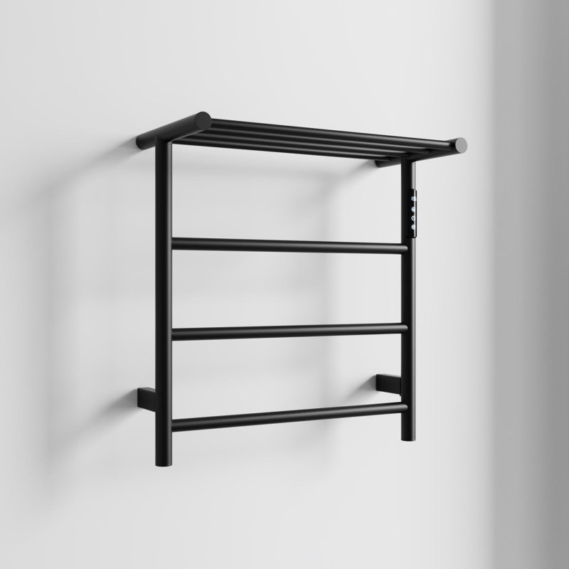 Porte-serviettes chauffant avec tablette supérieure, chauffe-serviettes mural à 3 barres avec minuterie à écran tactile intelligent