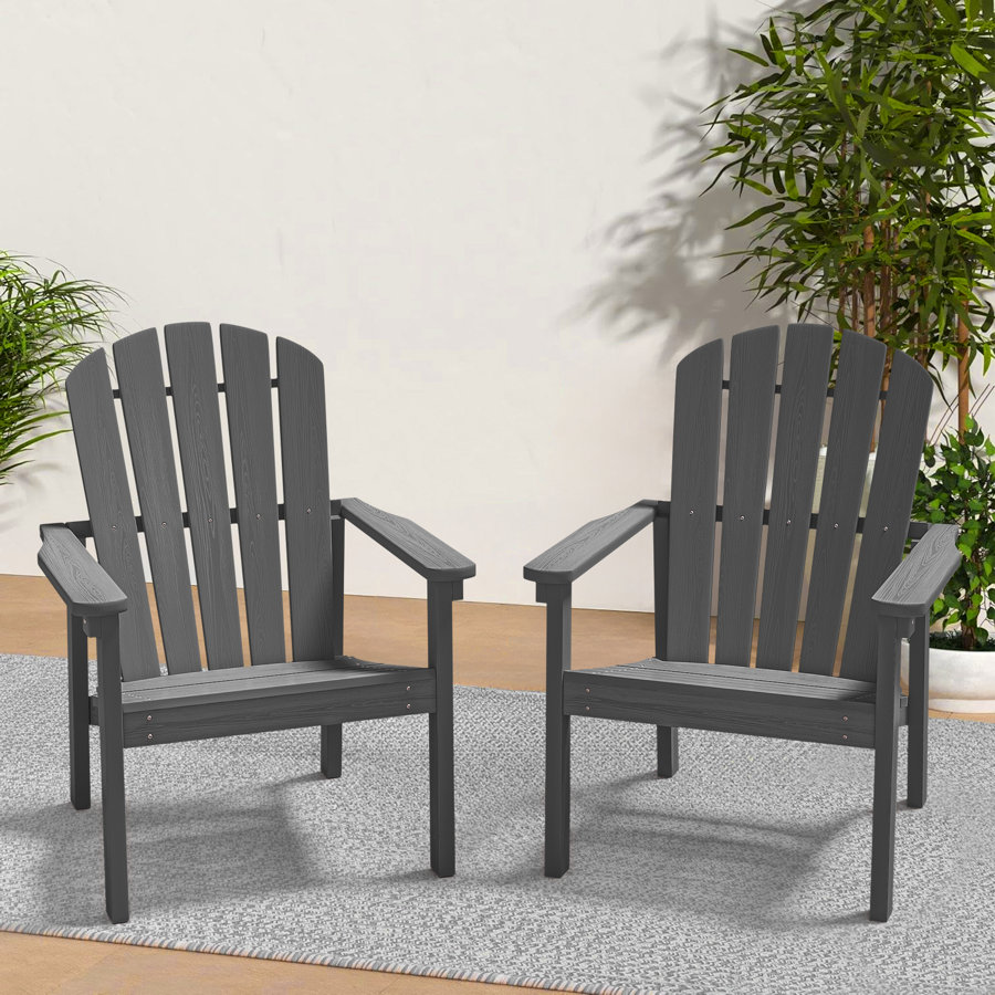 Set of 2 Stackable Adirondack Chairs – All-Weather HDPE Outdoor Patio Chairs with Ergonomic Design, Easy Storage, and Low Maintenance