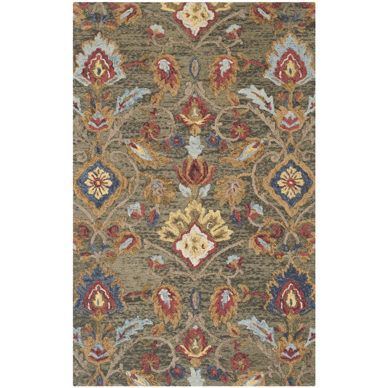 Tansy Hand Tufted Wool Rug, Rectangle 69 x 122 cm, Green/Brown