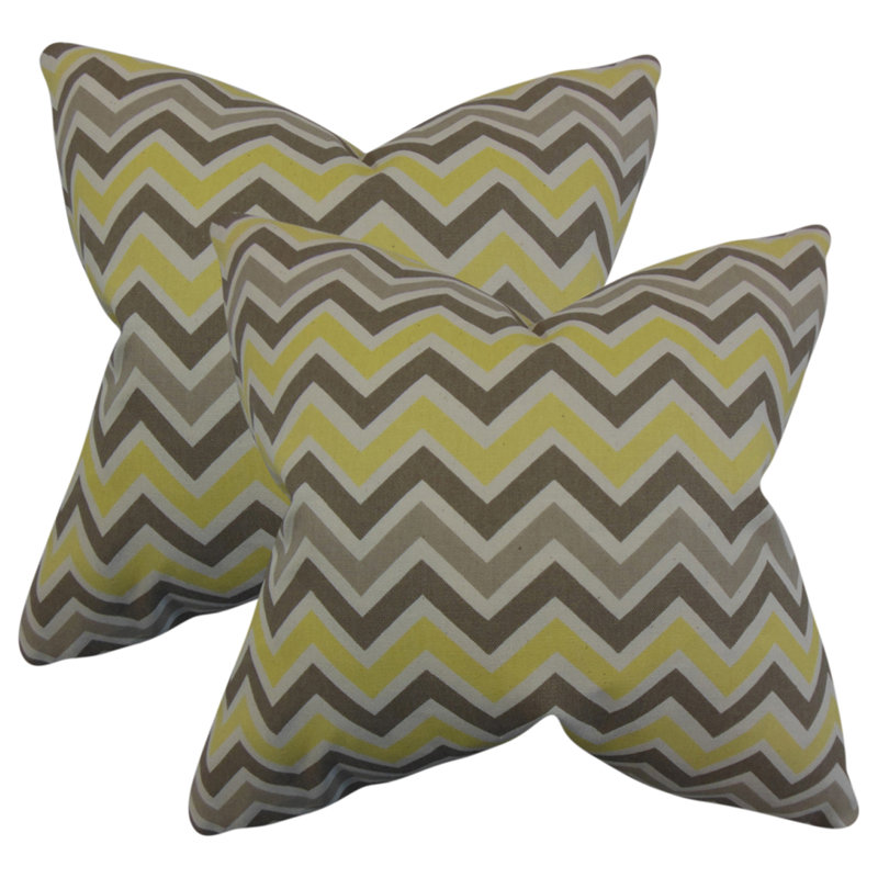 Chevron Feather Reversible Throw Pillow, Yellow