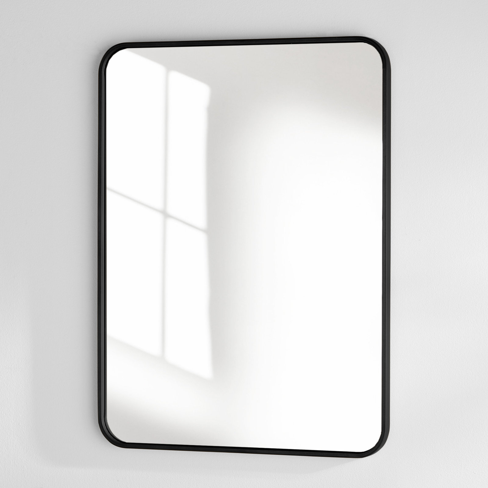 Sabine Metal Rounded Rectangle Wall Mirror, 32'' H x 24'' W, Black