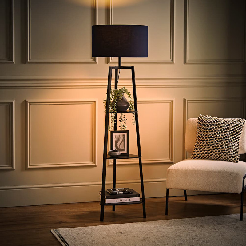 Aidrian 155cm Tripod Floor Lamp, Black, Blue, Yes