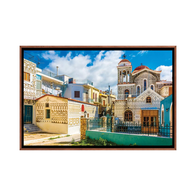 Pirgi Town Of Chios Island by Nejdet Duzen - Print on Canvas, Classic Brown Wood Framed, 66.04 cm H x 45.72 cm W