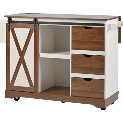 - Style 55.5" Kitchen Island, Drop Leaf, Spice Rack, Storage Drawers, And Dining Room Organization Shelves,