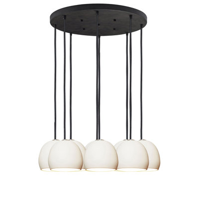 Lustre suspendu en porcelaine blanche matte 5 "Clay