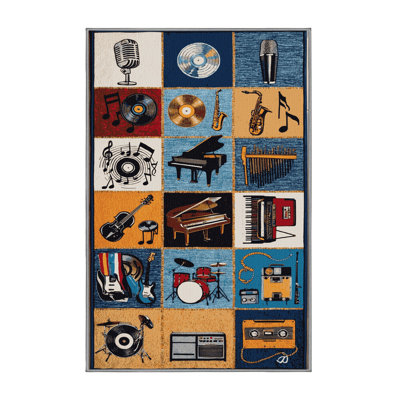 Washable Music Genres Collage Music Area Rug