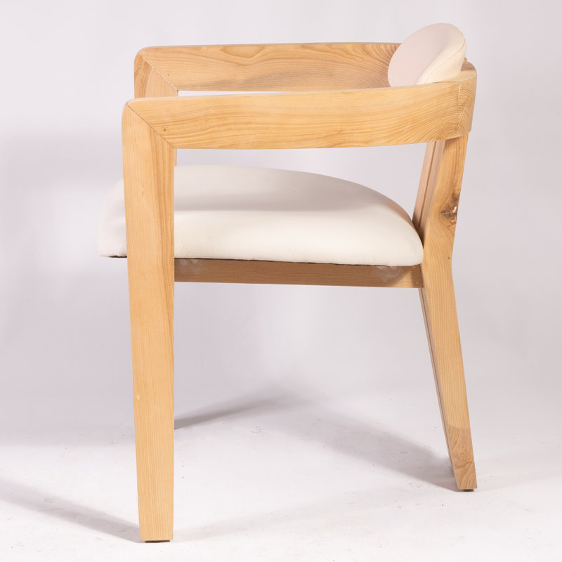 Serena Upholstered Arm Chair, White, Oak 
