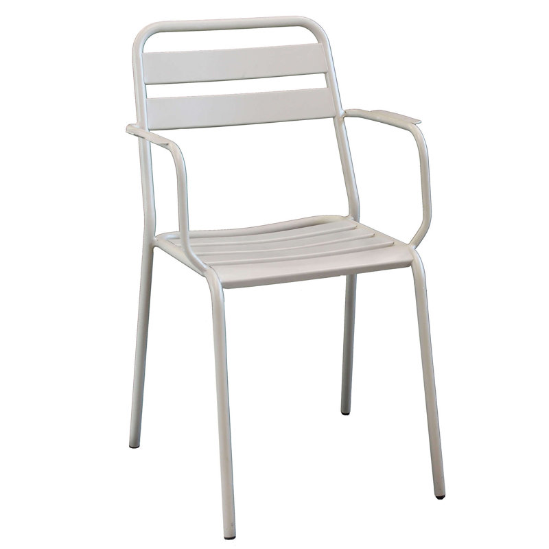 Khailah Stacking Patio Dining Armchair, Light Grey