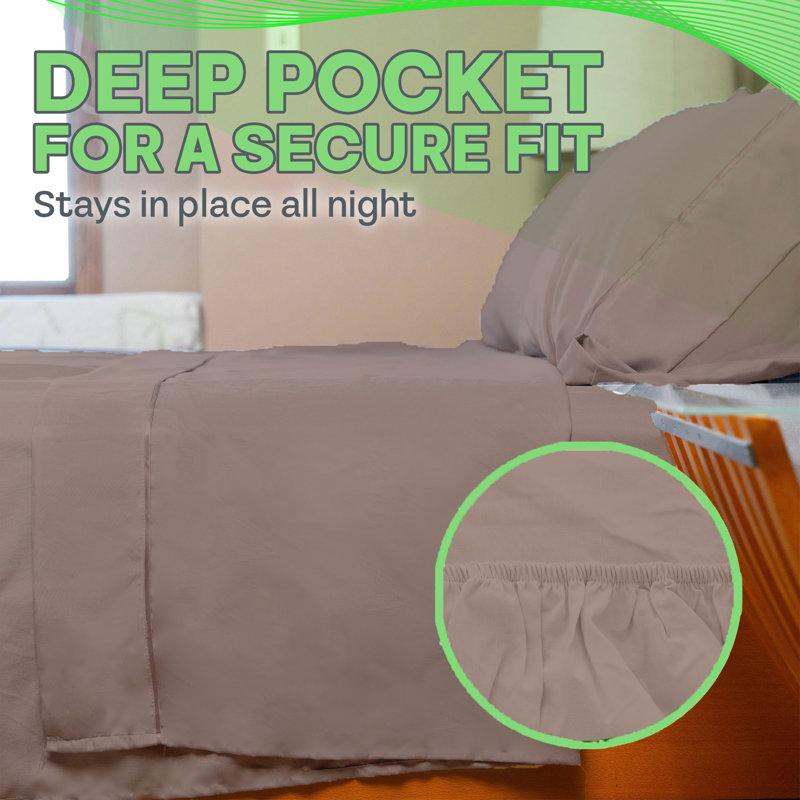 Ultra Soft Bamboo Sheet Set - 4 Pc Set - Wrinkle Resistant - Cooling Sheets with Deep Pockets, King Sheet Set + 2 Pillowcases