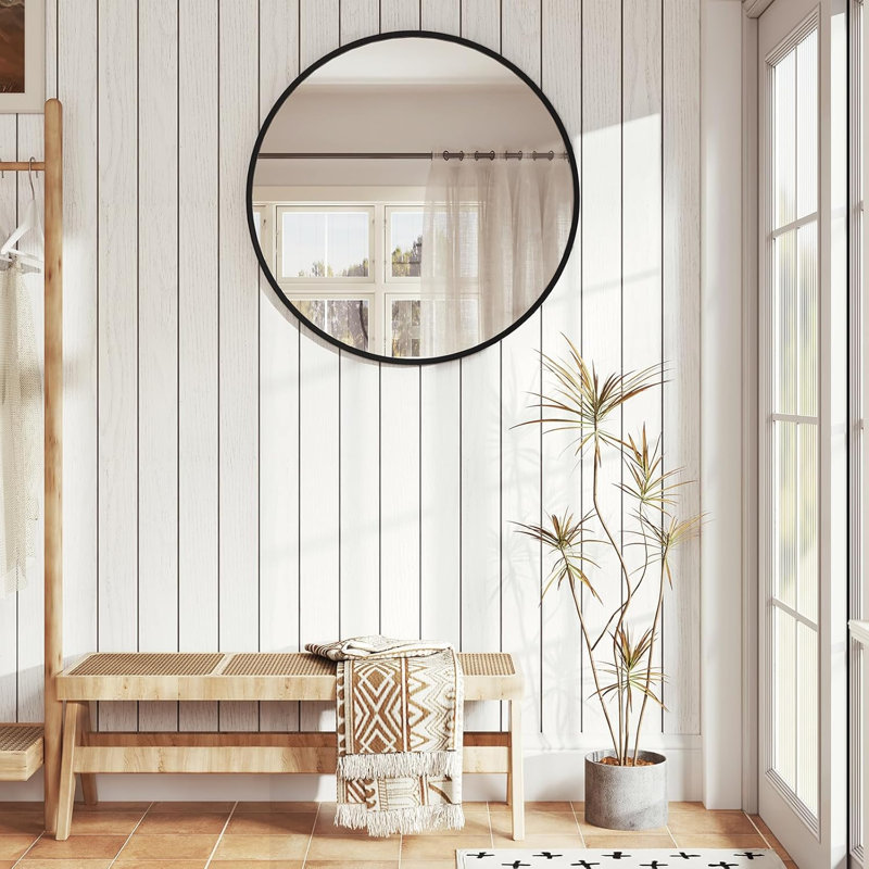 Shantris Metal Wall Mirror, 50 cm H x 50 cm W, Black