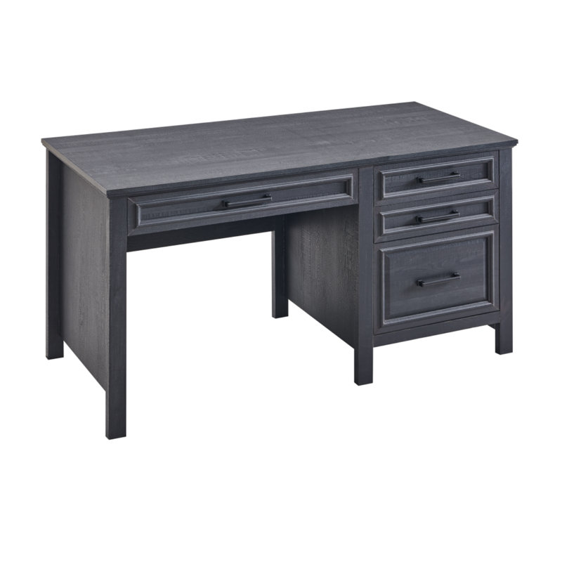 Borquez 53 Inch Modern Home Office Desk , Computer Desk With File Cabinet, Black