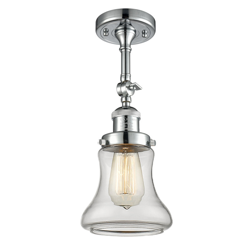 Edda Glass Semi Flush Mount, Clear, 6 Watt Vinage LED Bulb, Polished Chrome