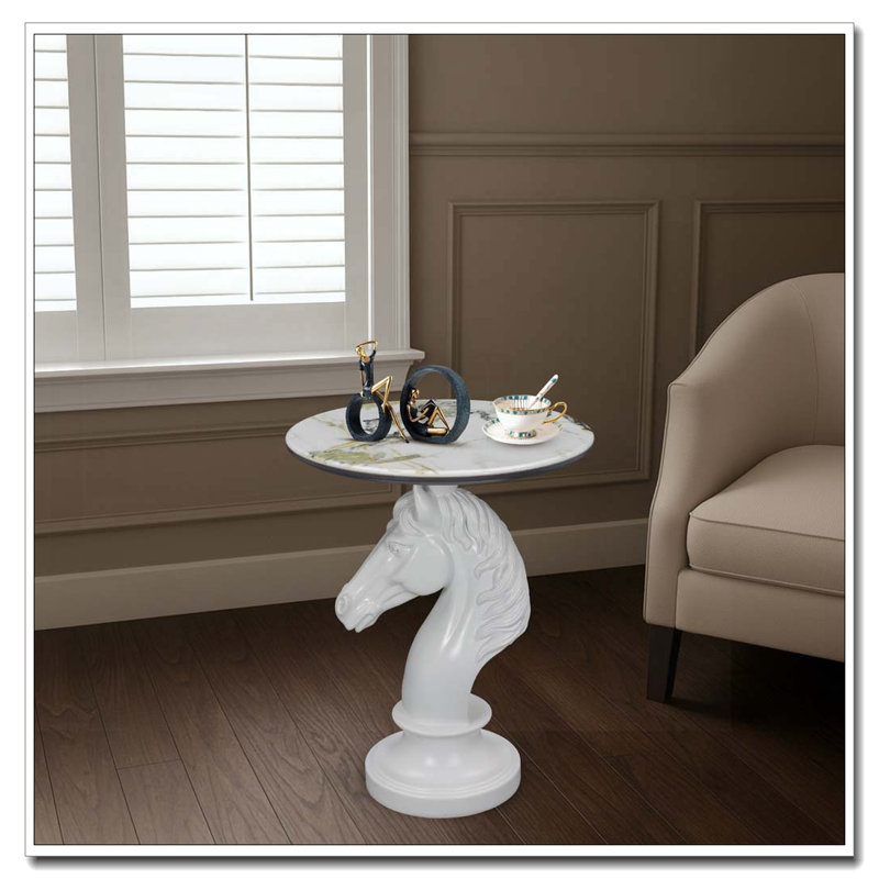 Accent Table Animal Statue End Tables, White