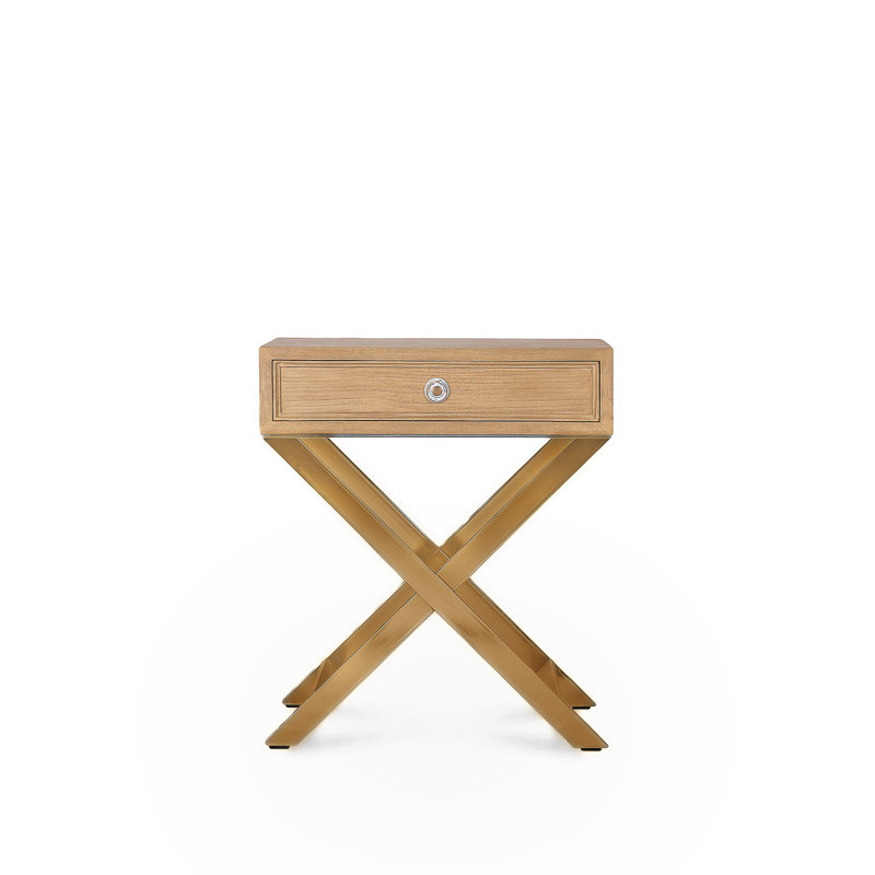 Eddrick 61cm W Steel Bedside Table, Gold
