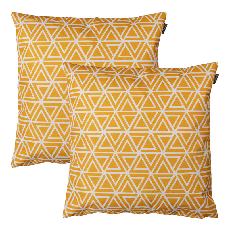 Bean Bag Bazaar Indoor-Outdoor Cushion, Yellow Geometric , 2