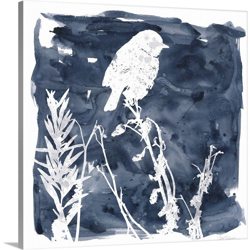 Indigo Bird I - reproduction d'art sur toile, H 12 po x l 12 po x P 1,25 po, Toile tendue