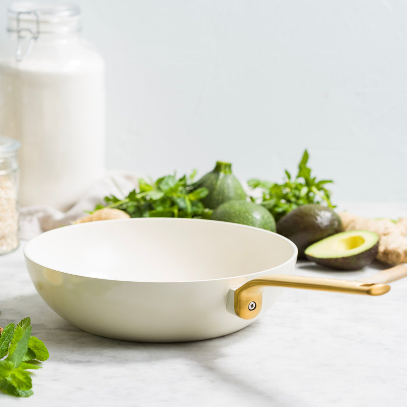 Greenpan Evolution Wok 28cm - Cream, Cream/Gold
