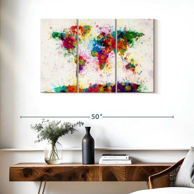 Aliaz World Map Paint Splashes III, 24" H x 38" W