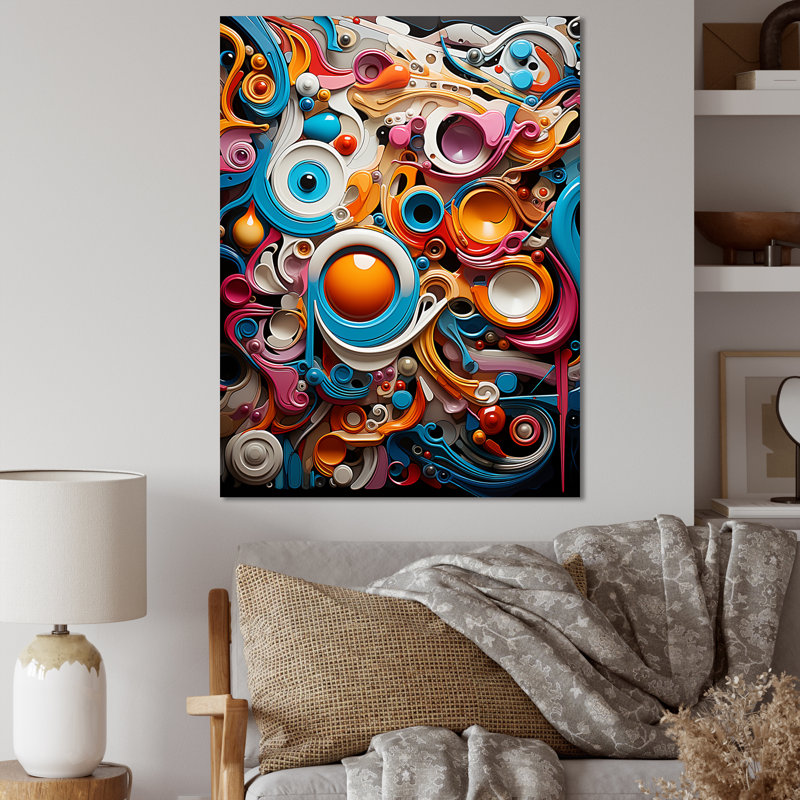 «Opt Art Vibrant Rhapsody I», impression sur toile, H 32 po x l 16 po x P 1 po, Toile tendue