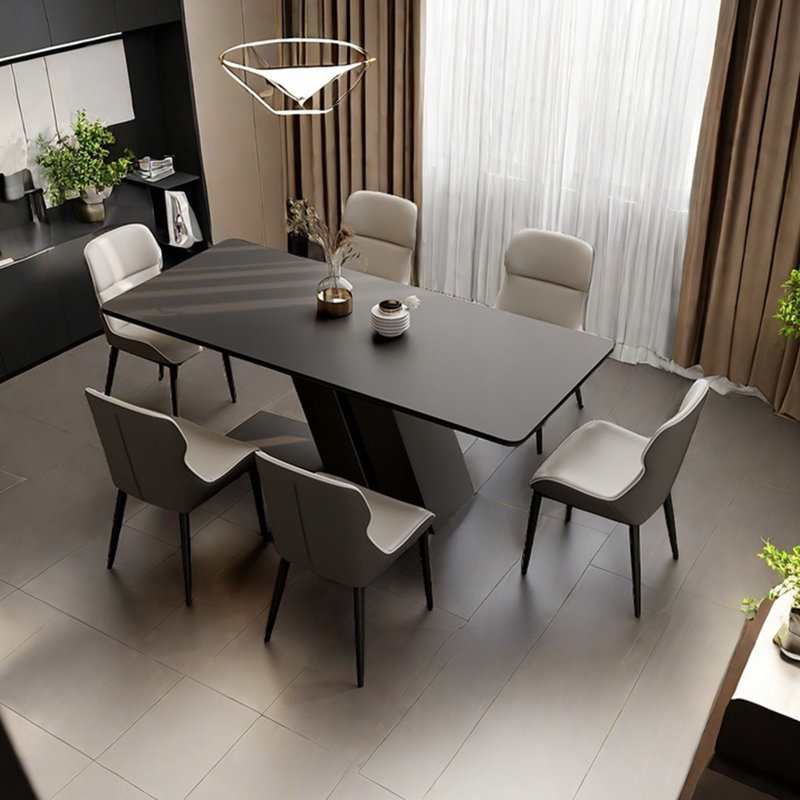 Table de salle à manger en ardoise noire pure, H 29,92 po x L 55,11 po x l 31,49 po