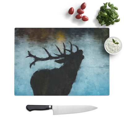 A Deer Stag Silhouette Painting Chopping Board
