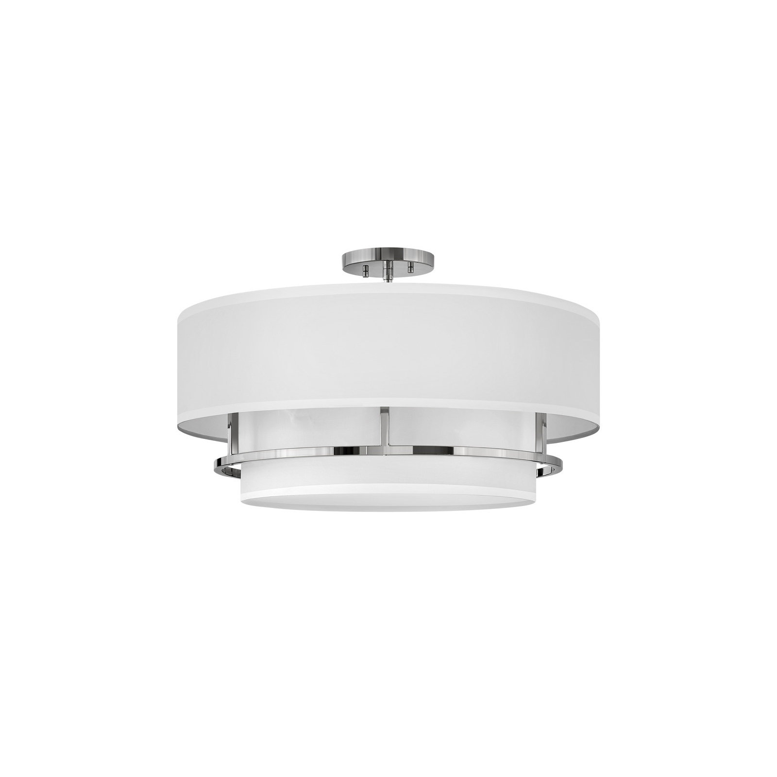 Graham Four-Light Semi-Flush Mount Ceiling Light w/ Faux Parchment Shades, Polished Nickel