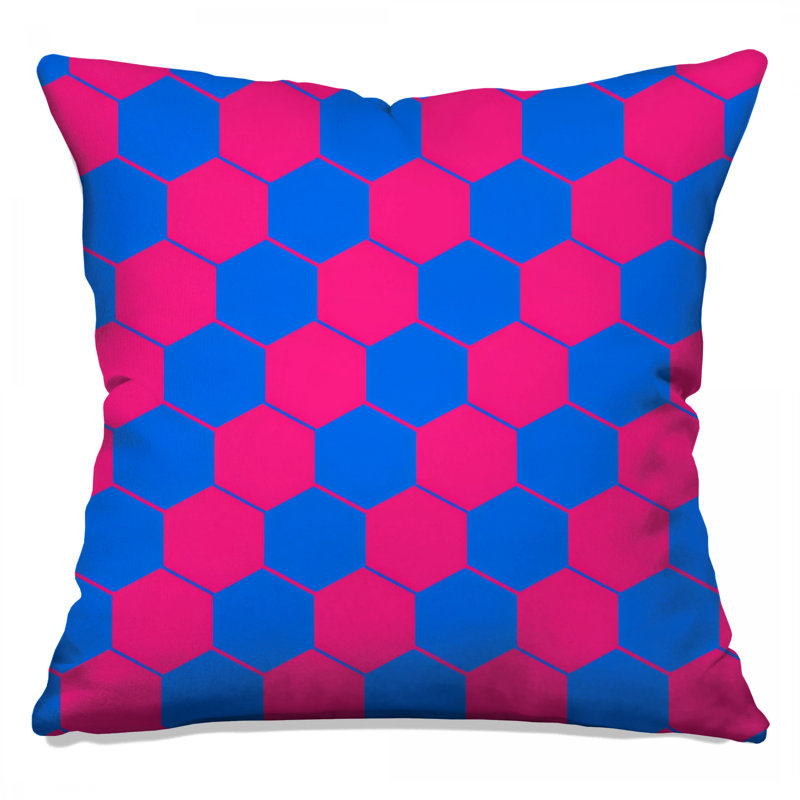 Coussins décoratifs roses et bleus Hexagons, 20 x 20 pouces