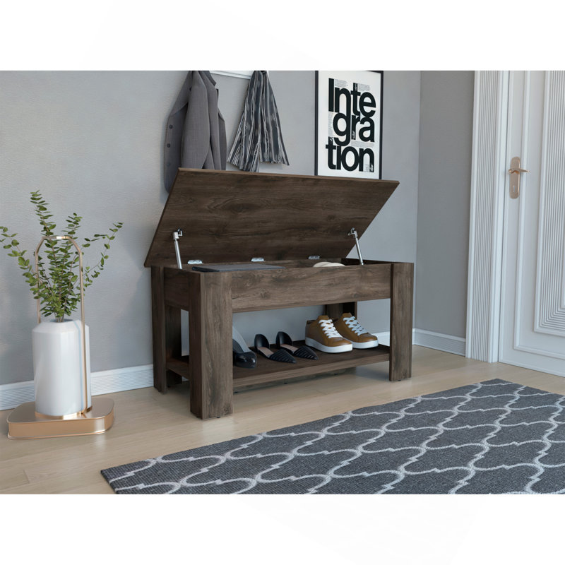 Banc de jonquille, plateau relevable et panneau inférieur, Brun