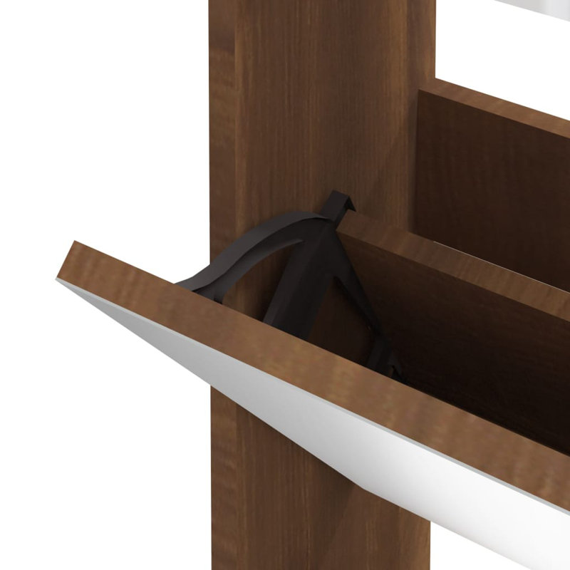 4 Pair Flip Down Shoe Storage, Brown