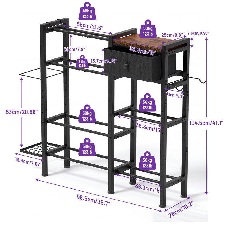 Support réglable pour haltères et organisateur de rangement pour salle de sport à domicile avec tiroir en tissu et porte-tapis de yoga