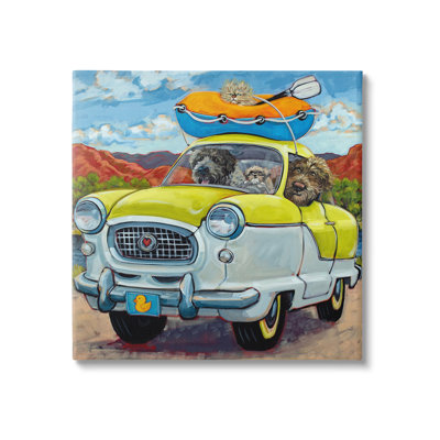 Impression sur toile, "vacances de chiens en voiture" par CR Townsend