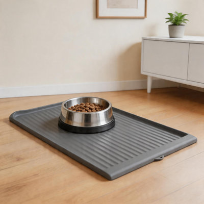 Large-Sized Cat And Dog Food Mat, Non-Slip And Waterproof With Drainage Channels, Easy To Clean And Protects Your Floor.