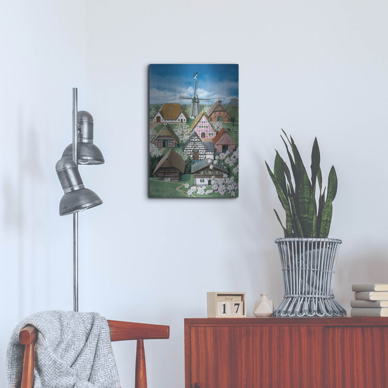 «German Farmhouse» par Harro Maass, art mural en métal, H 24 po x l 16 po