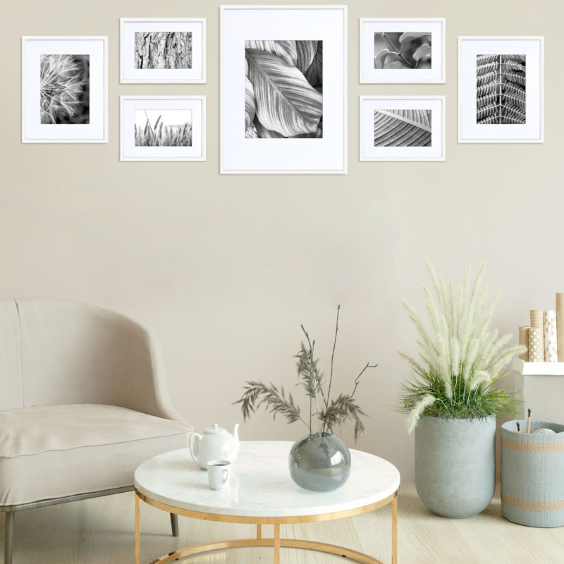 Mato Metal Picture Frame - Set of 7 with Mat, White