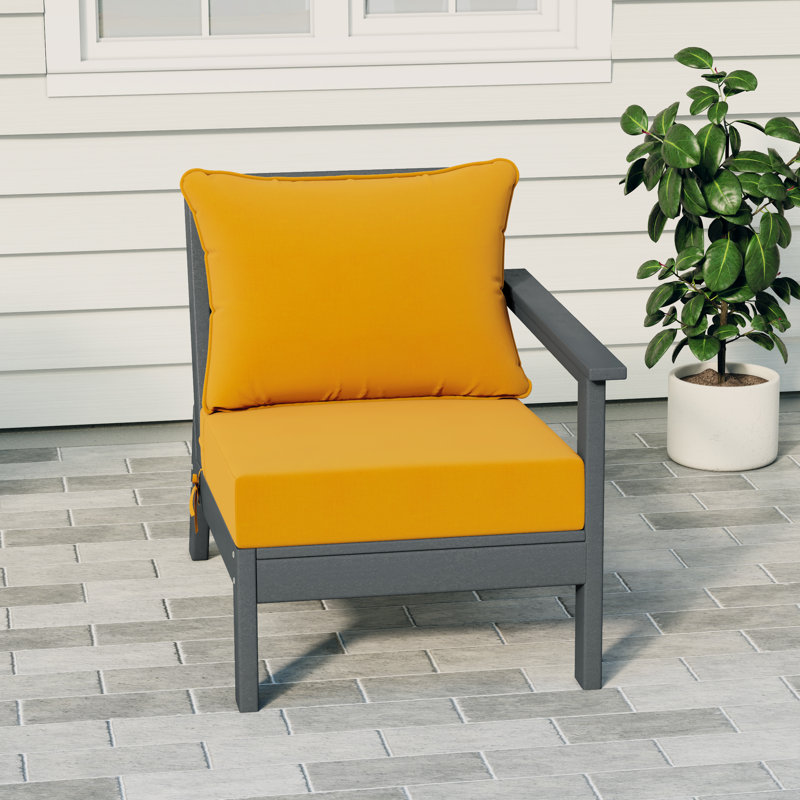Fauteuil à assise profonde avec coussins profonds, Jaune, Grey
