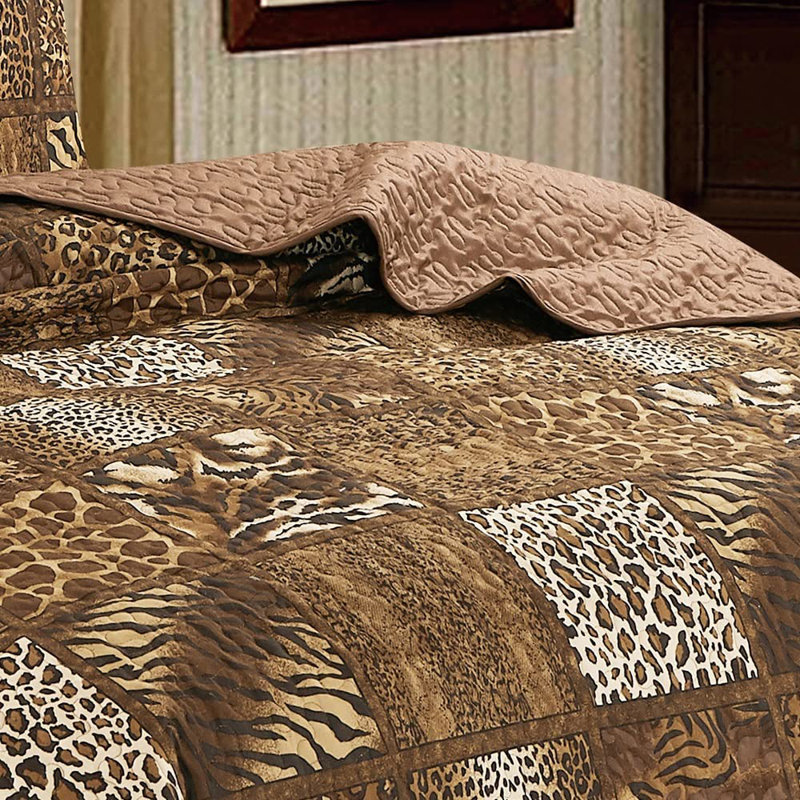 Twin Size Chocolate Brown Animal Print Comforter Set