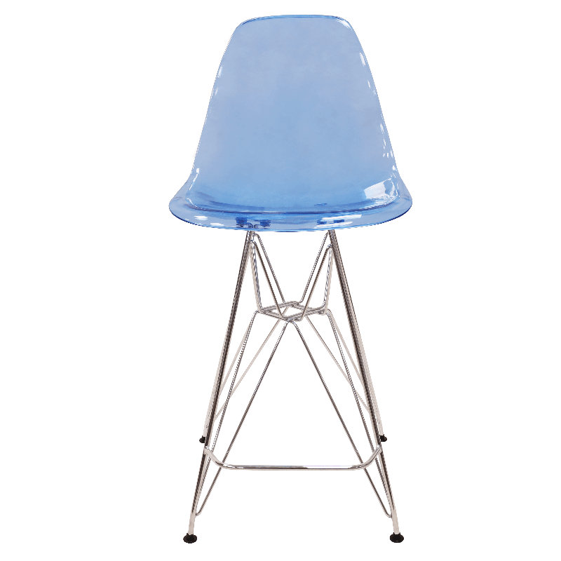 Tabouret de bar Juhani en acrylique moderne avec structure en acier chromé, tabouret fantôme sans dossier de 29,5 po de hauteur pour îlot de cuisine et table de pub, capacité de 300 lb robuste, siège en lucite transparent avec repose-pieds