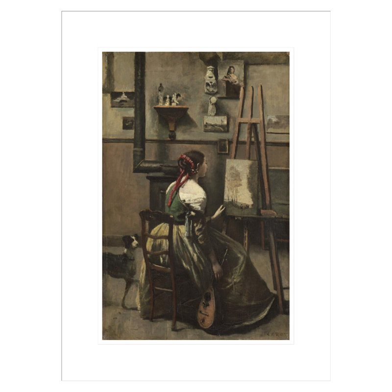 «The Artist's Studio» par Jean-Baptiste-Camille Corot, impression giclée encadrée, 21.75" H x 16.15" W